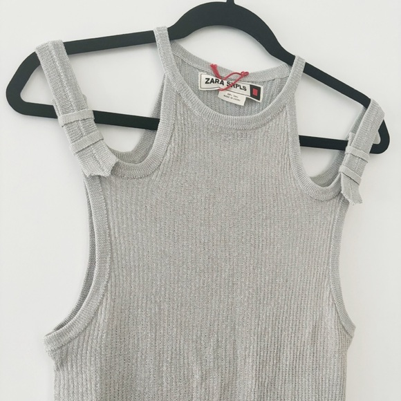 Zara SRPLS Double Strap Linen Blend Knit Tank Top - Picture 3 of 4